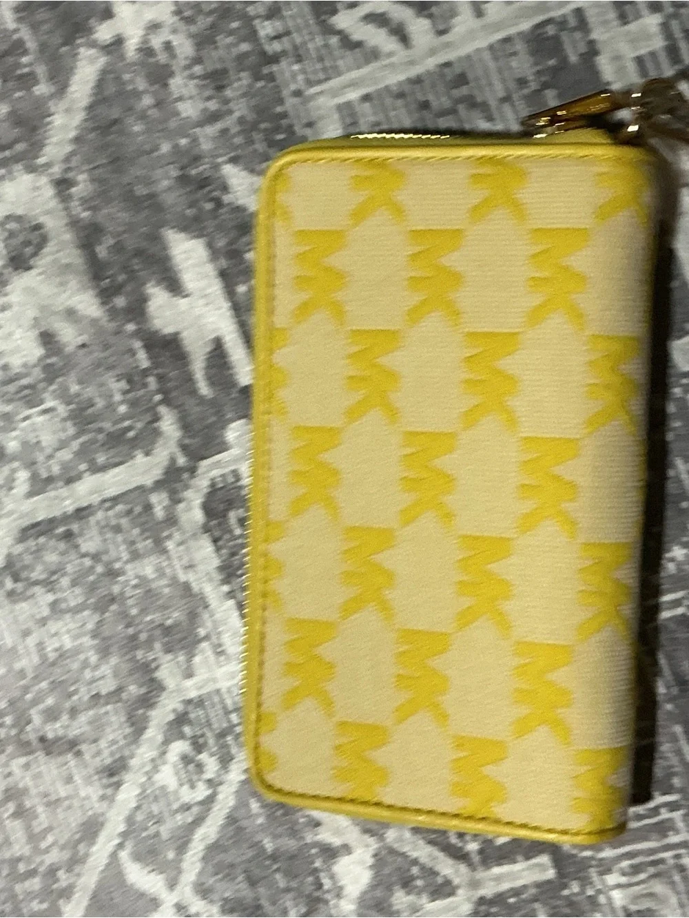 Michael Kors Yellow MK Monogram Zip-Around Wristlet Wallet